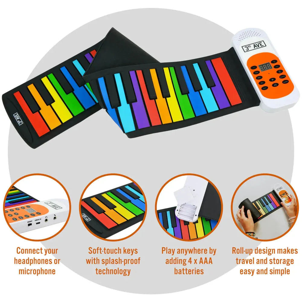 3rd Avenue 49 Key Rainbow Soft Touch Roll Up Piano