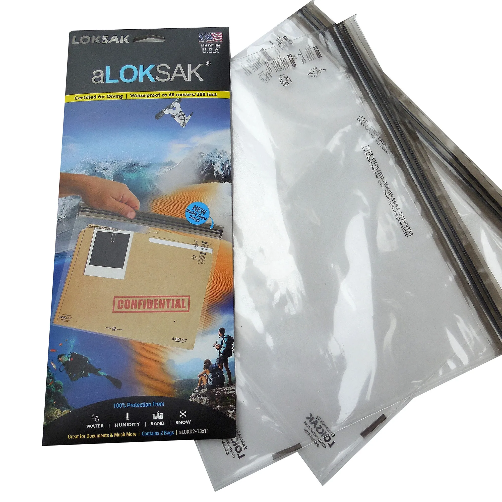 aLOKSAK 13"x11" Map/Document Dry Bag: 2 Pack