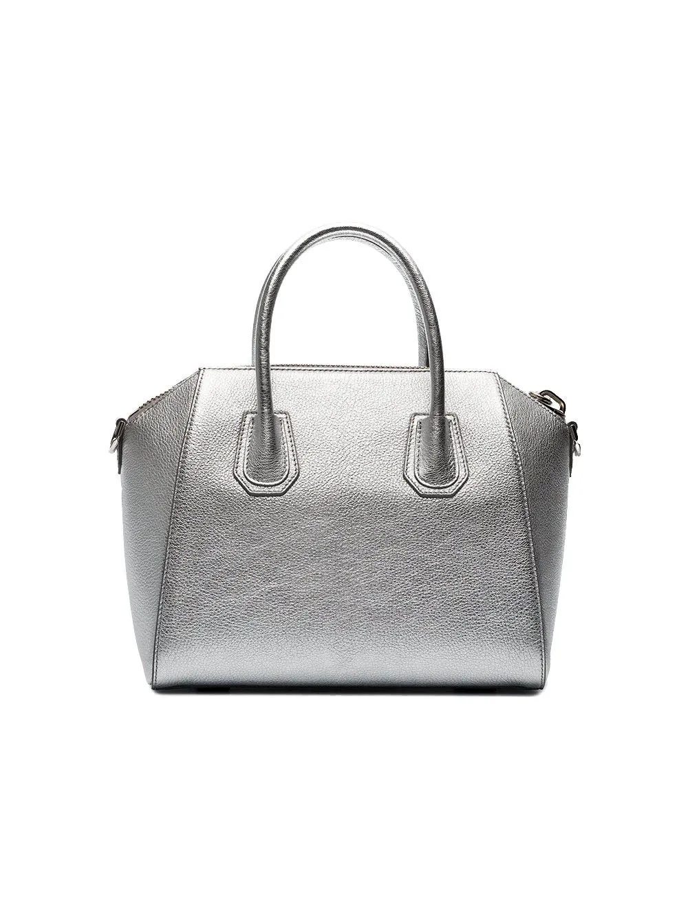 Antigona Small Metallic Silver Shoulder Top Handle Duffel Tote Bag