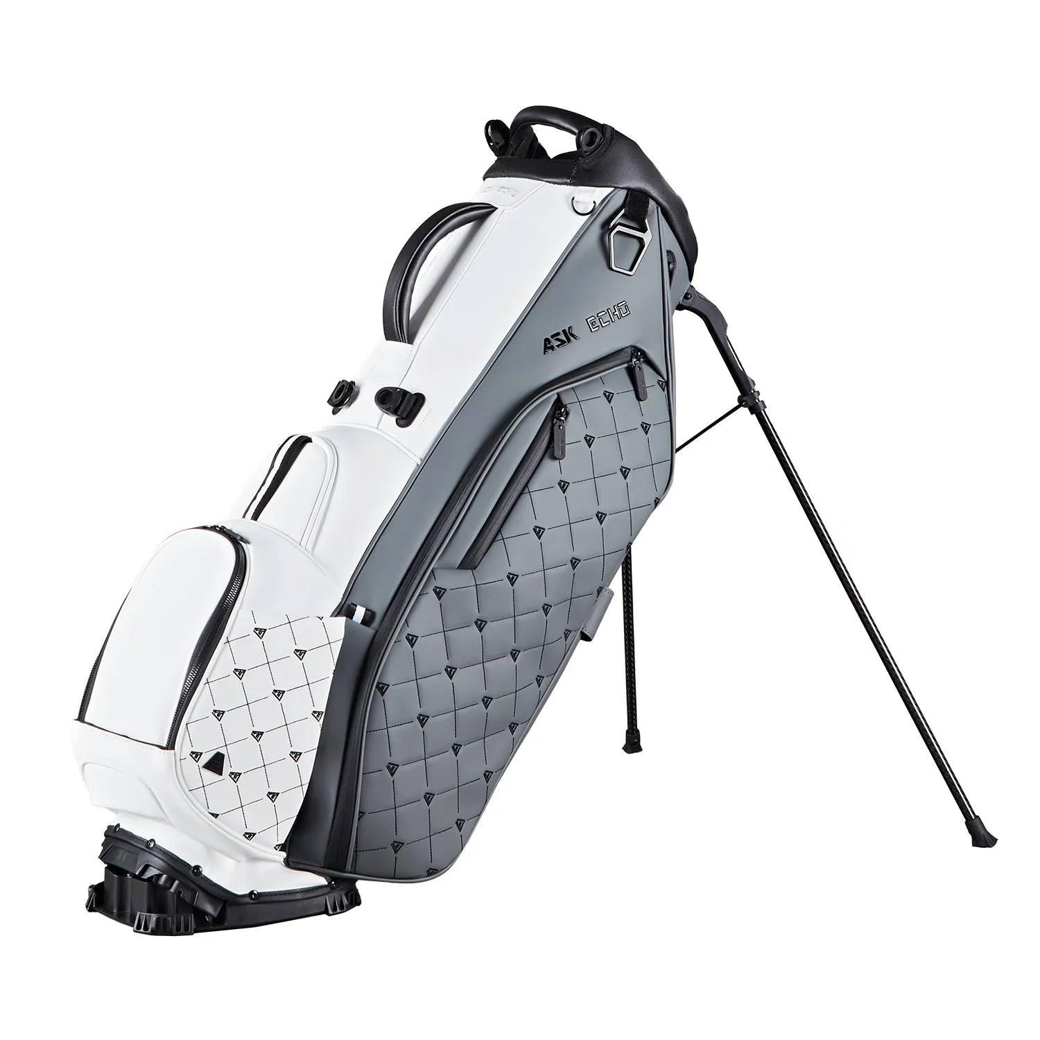 Ask Echo Golf Prestige-5 Way Compact Leather Stand Bag / Grey