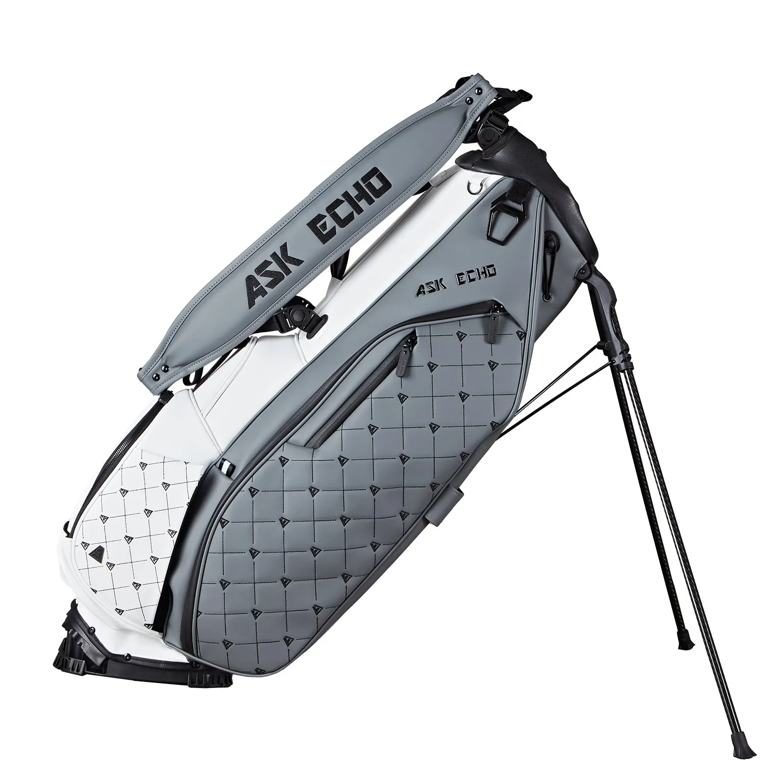 Ask Echo Golf Prestige-5 Way Compact Leather Stand Bag / Grey