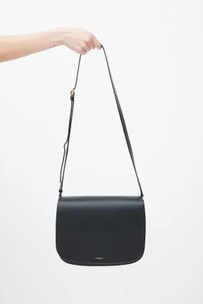 Black & Gold Leather Saddle Bag