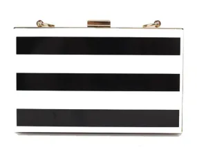 Black & White Stripe Clutch Bag