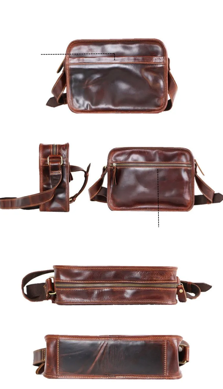 Black Leather Mens Casual Small Courier Bags Messenger Bag Coffee Brown Postman Bag For Men