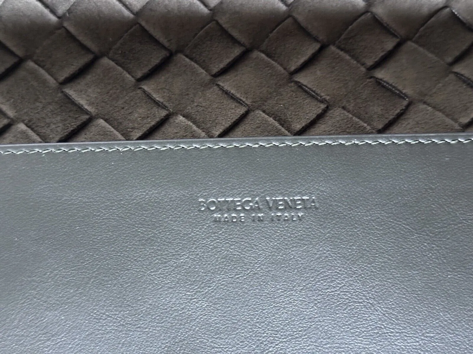 Bottega Veneta Intrecciato Calf Leather Document Case Silver 676591 NWT $1600