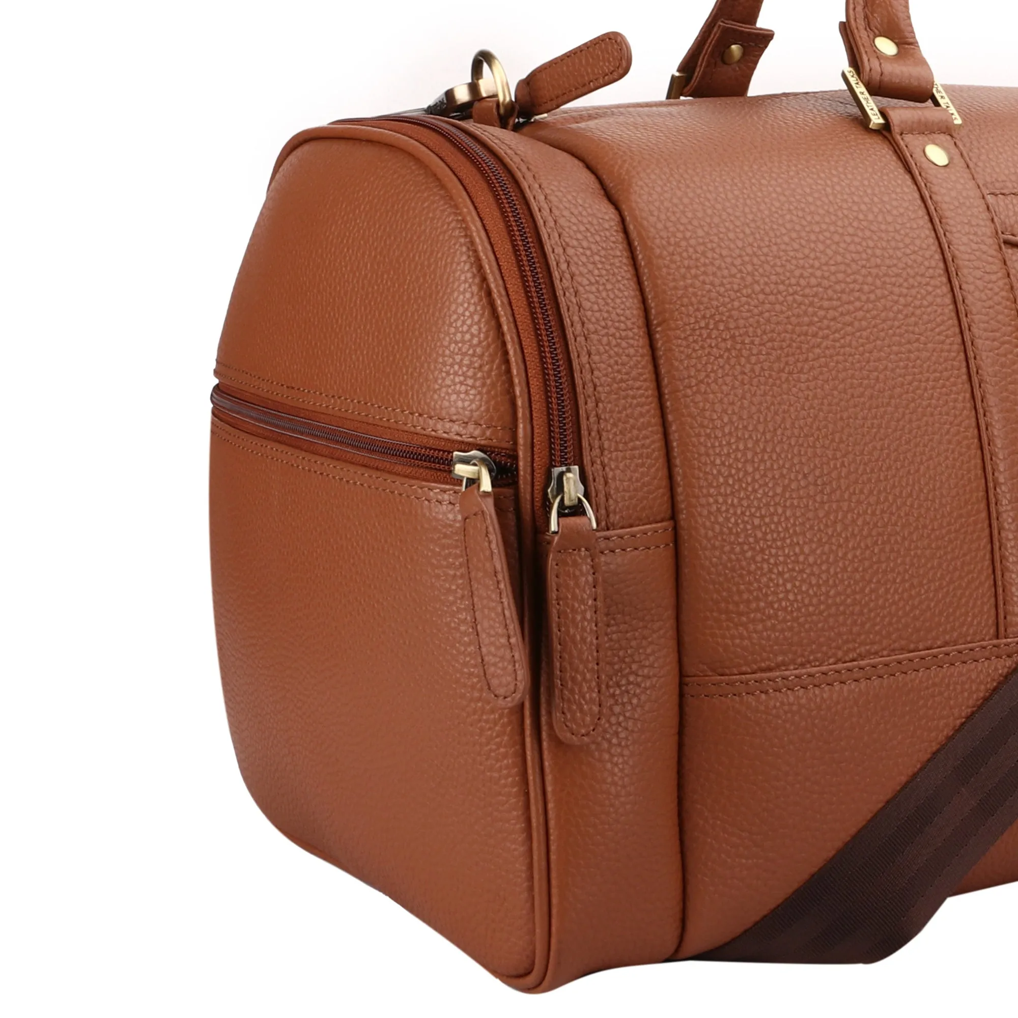 Bush Duffle Bag | Genuine Leather Travel Bag | Duffle Bag for Women | Color: Tan