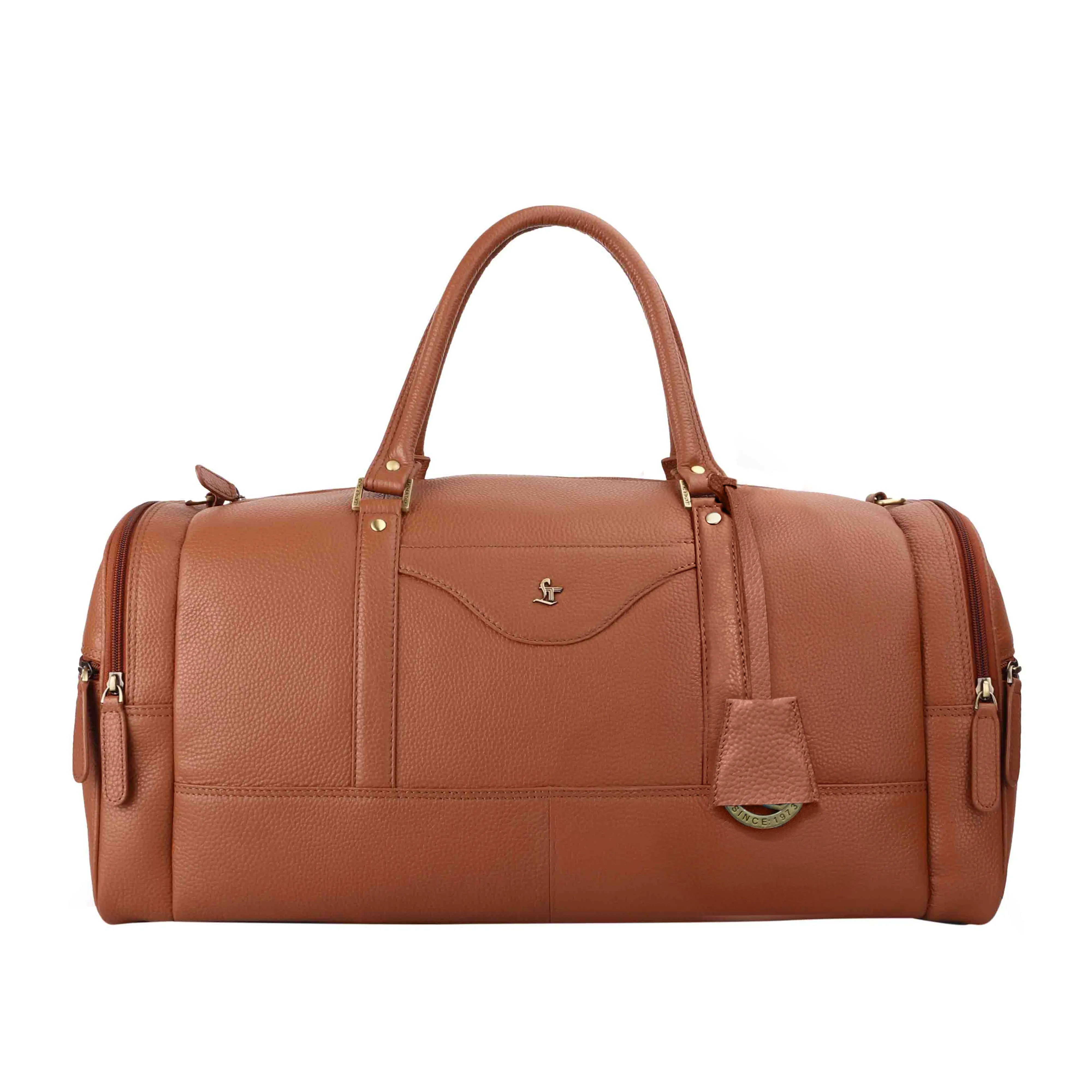 Bush Duffle Bag | Genuine Leather Travel Bag | Duffle Bag for Women | Color: Tan