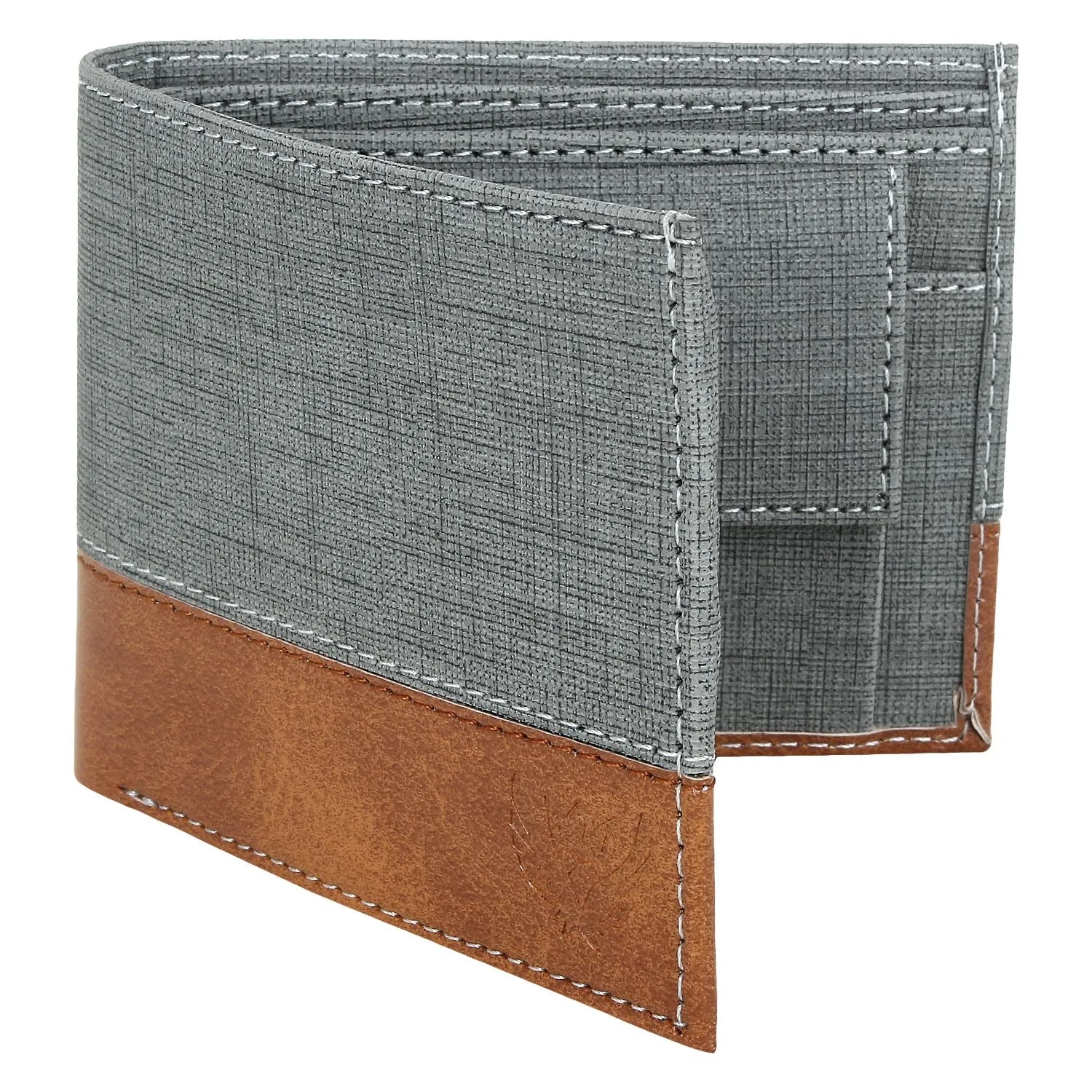 Casual Bi-Fold Wallet for Men (Gray,Tan)