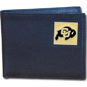 Colorado Buffaloes Leather Bi-fold Wallet Packaged in Gift Box