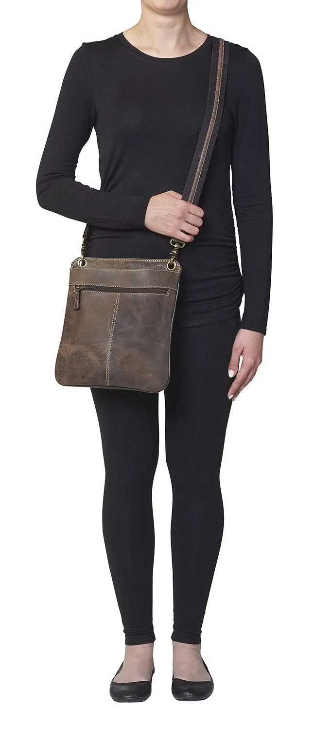 Concealed Carry Crossbody Shoulder Flat Bag Brown