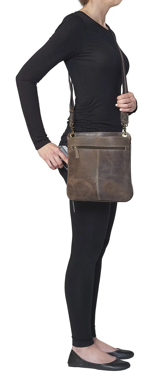 Concealed Carry Crossbody Shoulder Flat Bag Brown