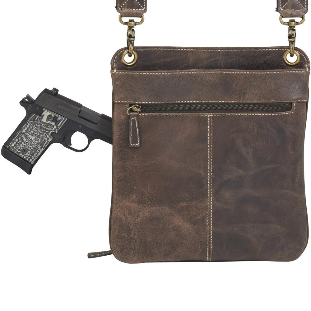 Concealed Carry Crossbody Shoulder Flat Bag Brown