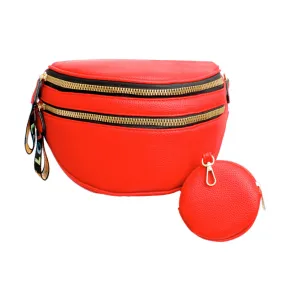 Crossbody Red Love Zipper Saddle Bag for Women