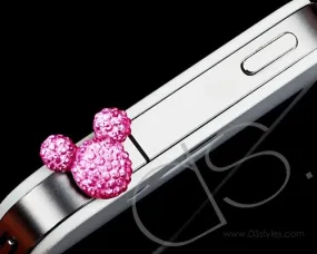 Crystal Bear Headphone Jack Plug -Pink