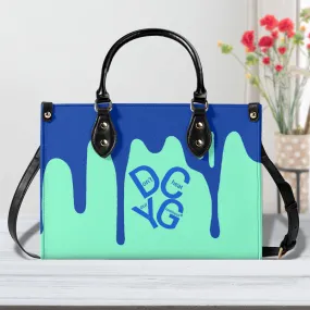 DRIP Blue Logo & Turquoise  Multiple Sizes Upgraded Luxury Women PU Leather Handbag