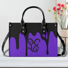 DRIP LO Black Logo & Purple Multiple Sizes Upgraded Luxury Women PU Leather Handbag