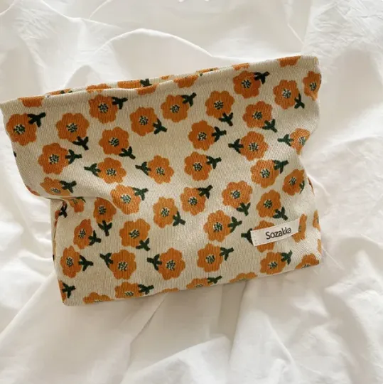 FA Make up Bag Cord Retro Mustard Flower