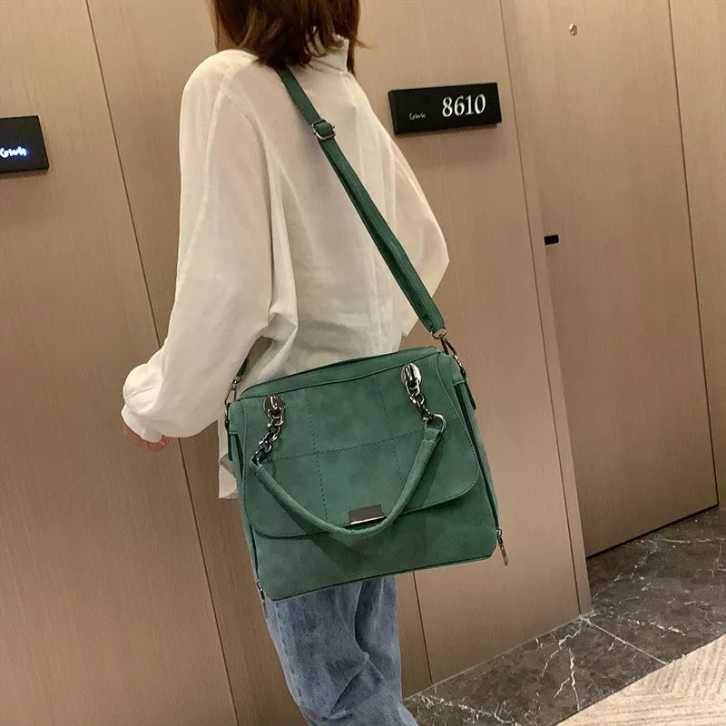 Female Shoulder Bags Large Capacity Matcha Green  Leather Lady Totes Boston Bag for Travel Hand Bags