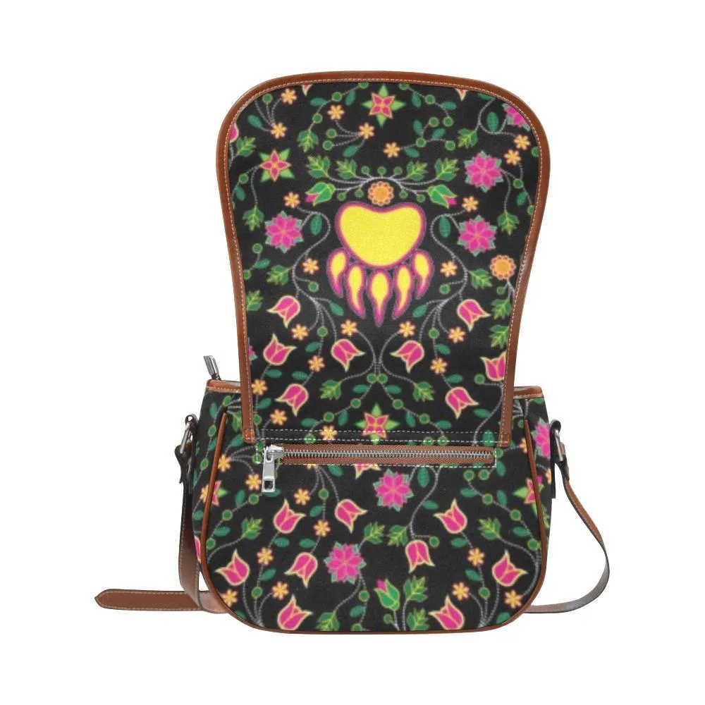 Floral Bearpaw Pink and Yellow Saddle Bag/Large