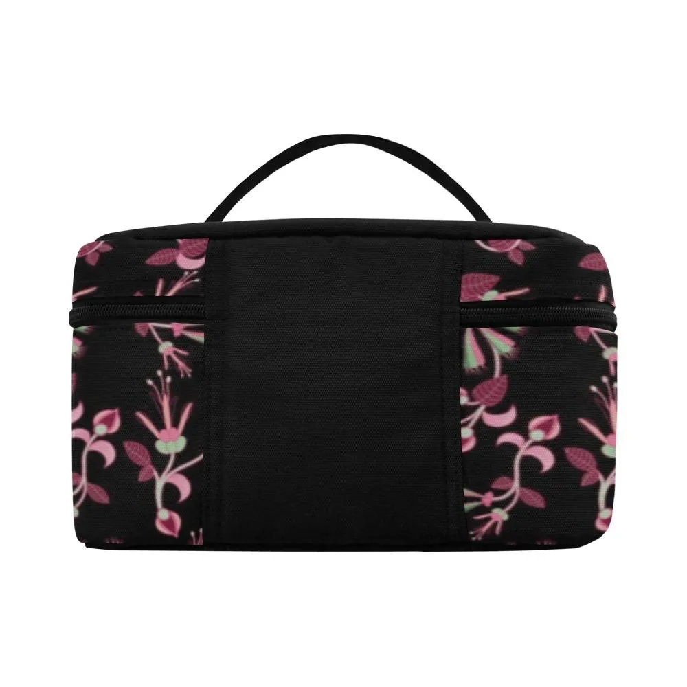 Floral Green Black Cosmetic Bag/Large