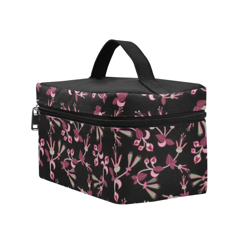 Floral Green Black Cosmetic Bag/Large