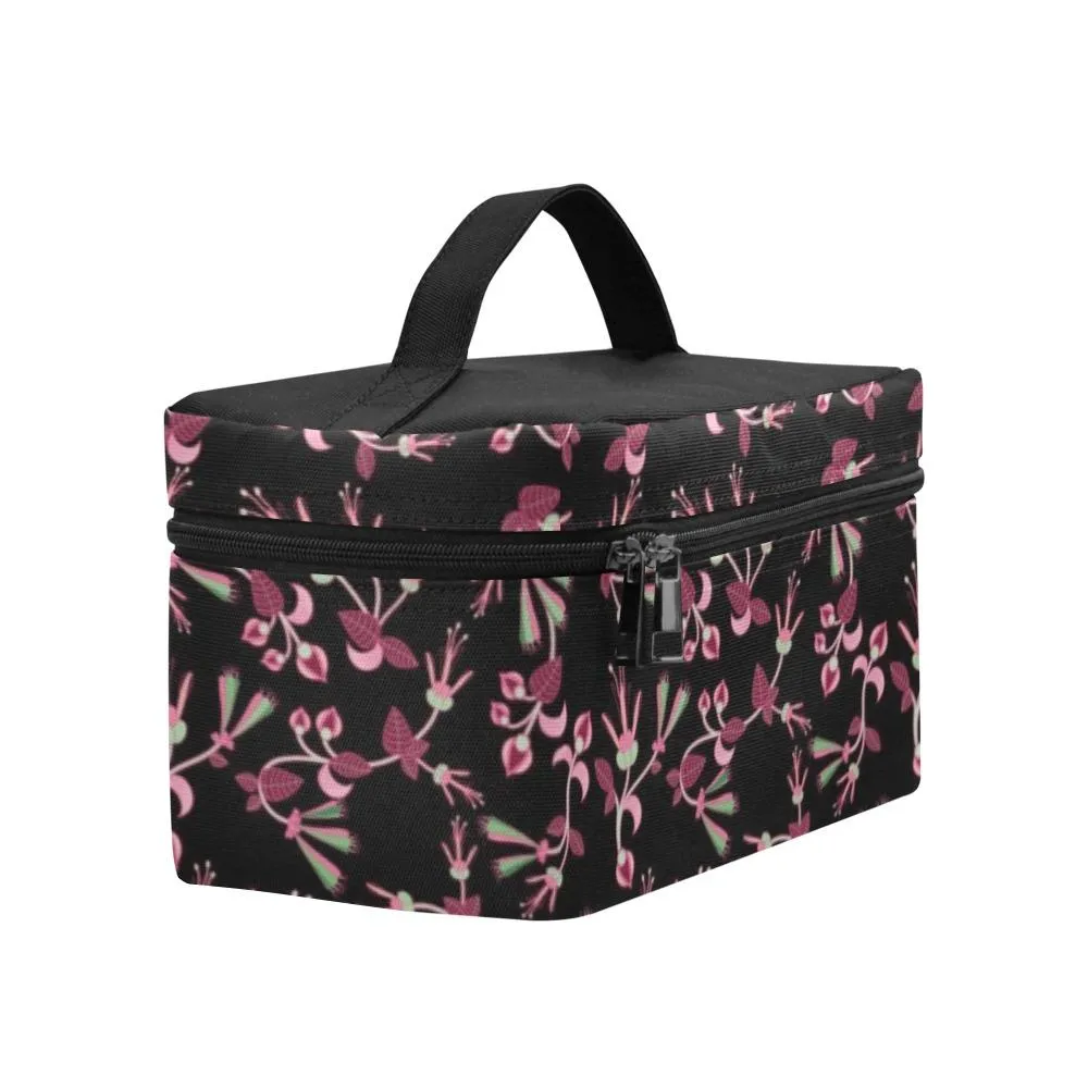 Floral Green Black Cosmetic Bag/Large