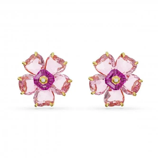 Florere Gold-Tone Plated Pink Flower Earrings 5650563