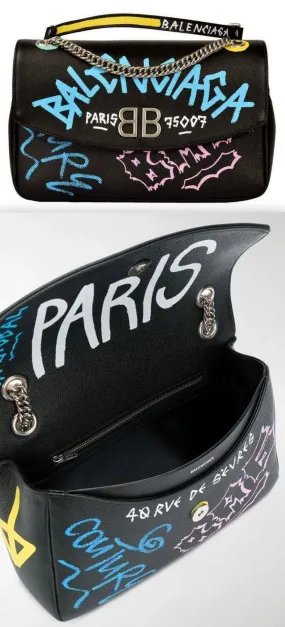 Graffiti Logo Leather Shoulder Bag