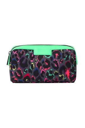 Grey with Rainbow Shadow Leopard Small Cosmetic Bag