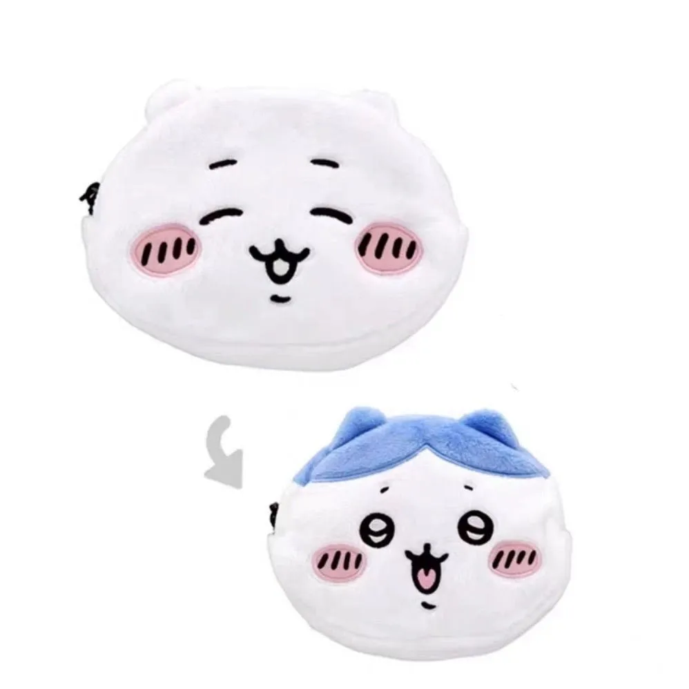 Japanese Cartoon Chiikawa Double Face Make Up Bag | ChiiKawa Hachiware Usagi - Kawaii Plush Doll Purse Bag