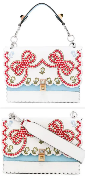 'Kan I' Bag with Embroidery, White