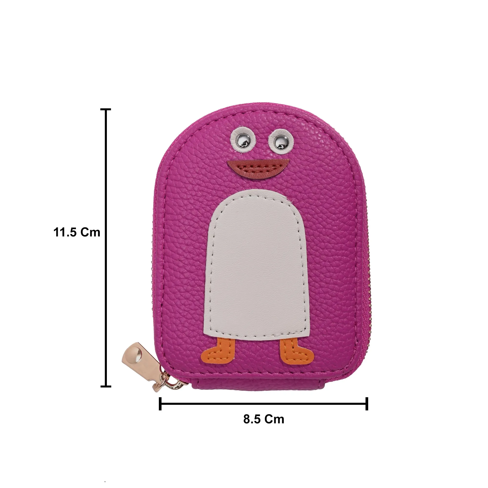 Kuber Industries Penguins PU Credit Card Case Holder Purse, Coin Pocket Wallet for Women with Zip | Portable Cute Mini Wallet for Girls | Hand Wallet for College Girls | KS-3, Fuschia