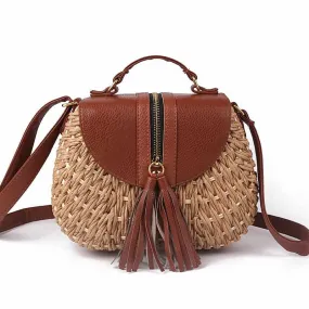 Ladies Woven Knitting Messenger Straw Bags