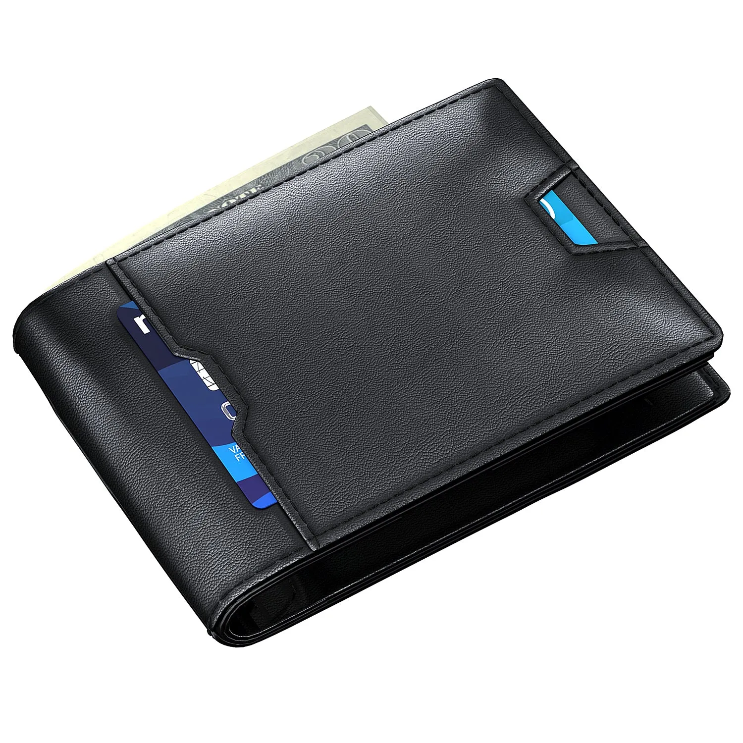 Leather Wallet for Men, Slim Design, Black