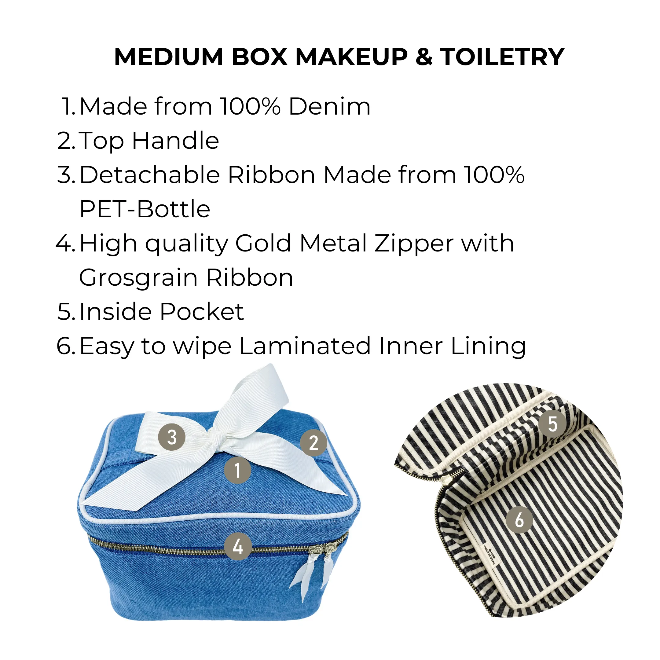 Medium Box Makeup & Toiletry, Denim