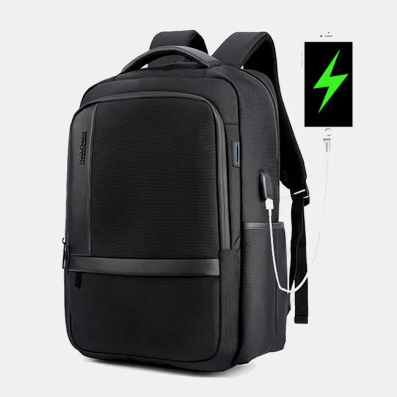 Men Large Capacity Waterproof Backpack Handbag With USB Charging Port & Audio