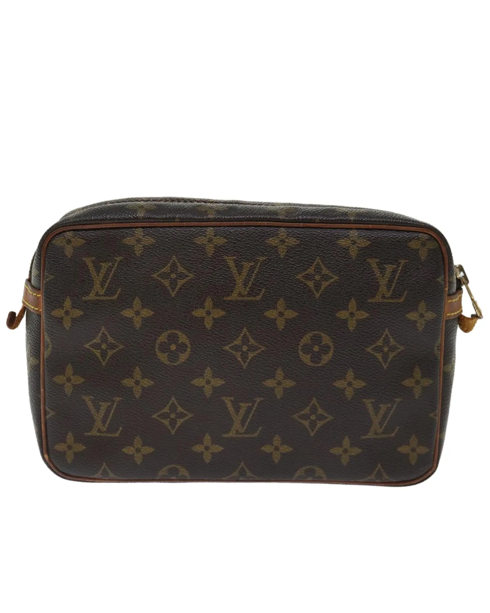 Monogram Canvas Clutch Bag with Surface Rubbing and Scratches