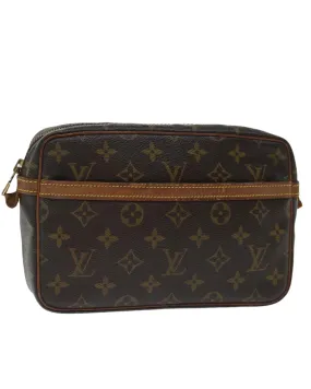 Monogram Canvas Clutch Bag with Surface Rubbing and Scratches