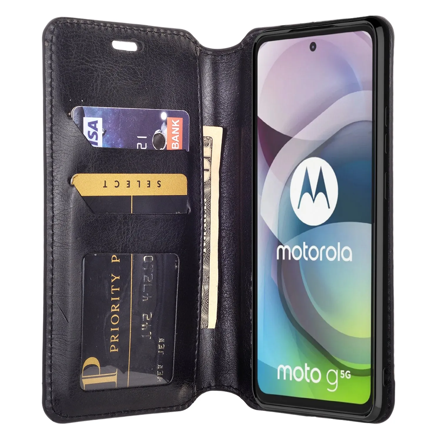 Motorola one 5G ace Case, Motorola one 5G ace Wallet Case, Pu Leather Wallet Case [Kickstand] with ID & Credit Card Slots for Motorola one 5G ace  - Black