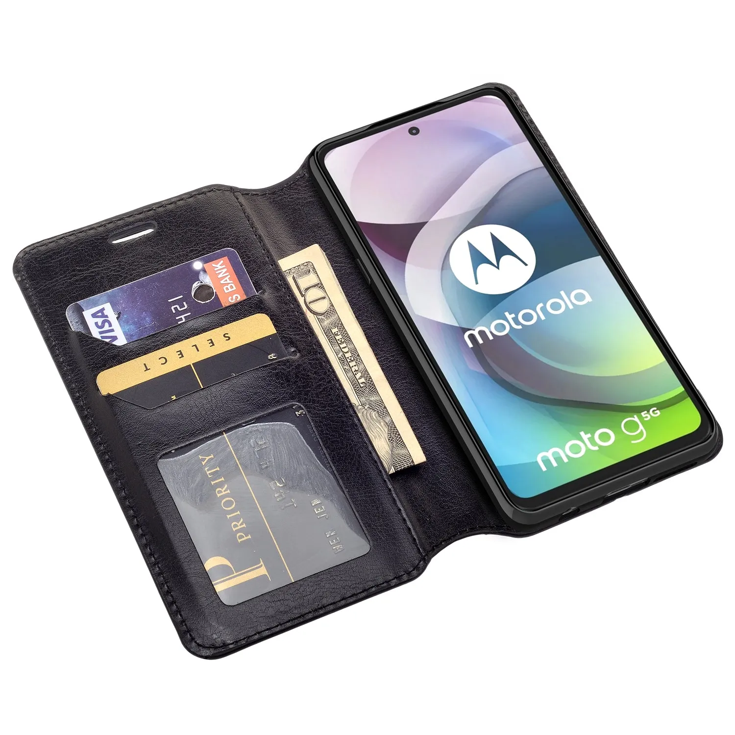 Motorola one 5G ace Case, Motorola one 5G ace Wallet Case, Pu Leather Wallet Case [Kickstand] with ID & Credit Card Slots for Motorola one 5G ace  - Black