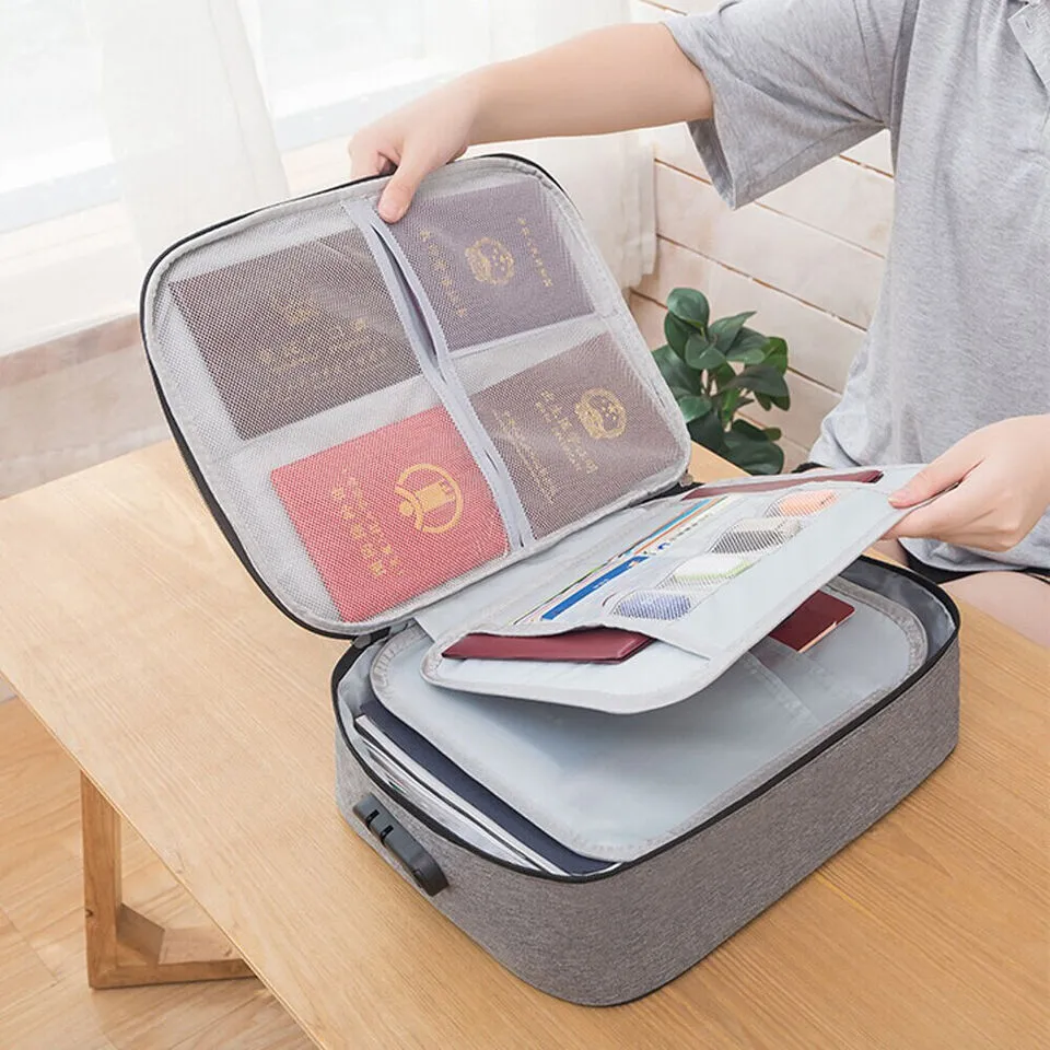 Multilayer Document Storage Bag with Password Lock