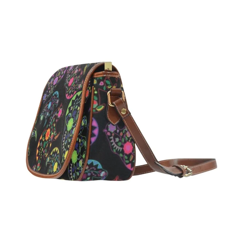 Neon Floral Bears Saddle Bag/Large