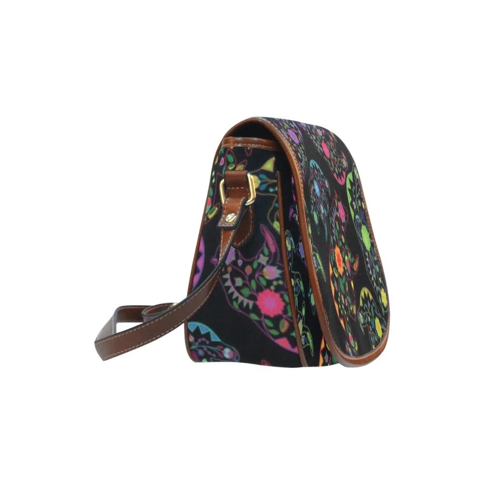 Neon Floral Bears Saddle Bag/Large