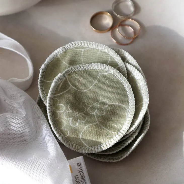 Organic Cotton Rounds - Olive Florals