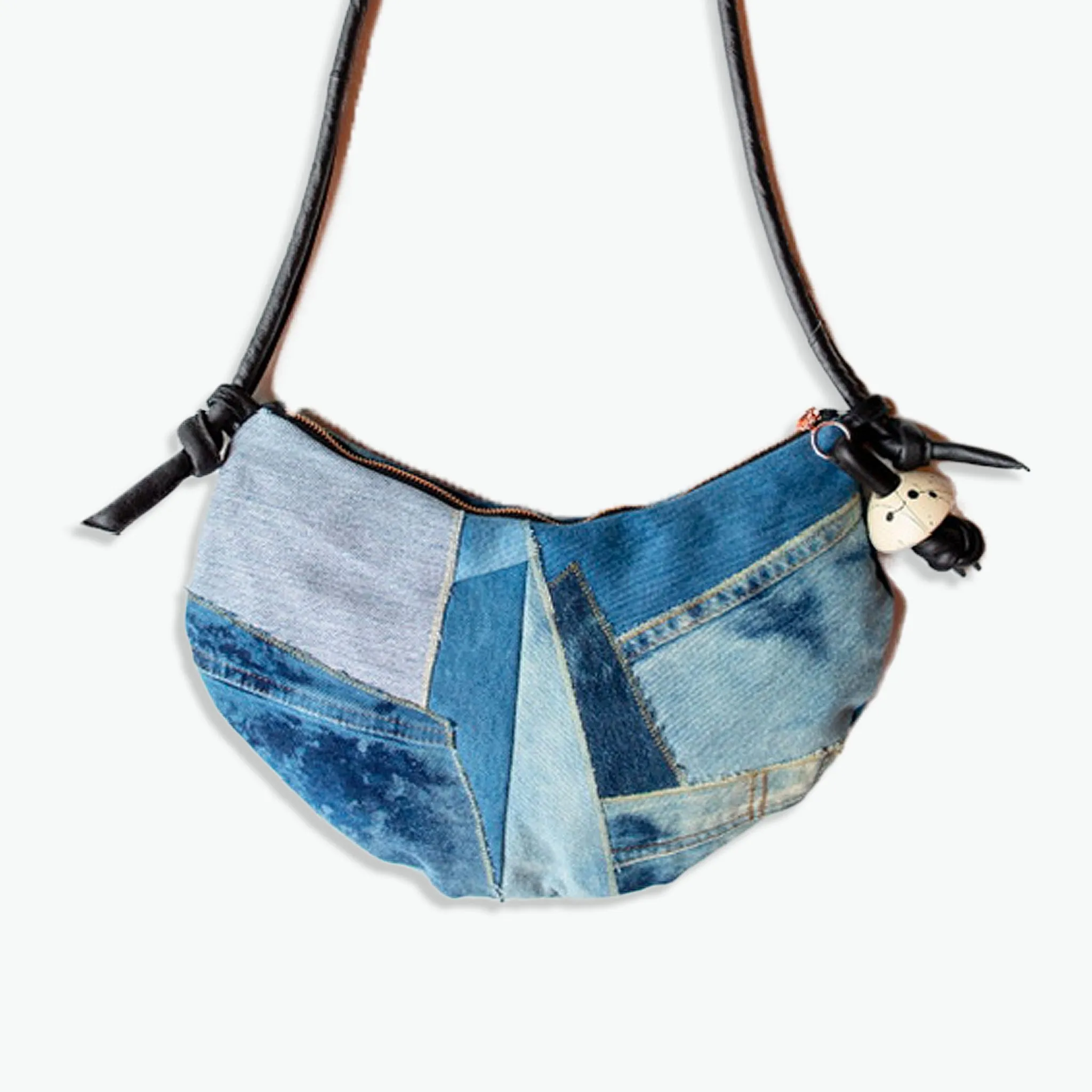 Patchwork Denim Saddle Bag