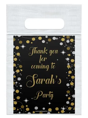 Personalised Birthday Sparkle Gold Card Insert With Sealed Party Bag - Pack of 8