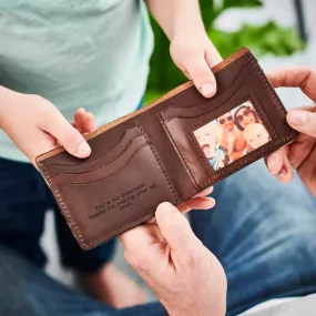 Personalised Leather Card Wallet With Metal Photo Card