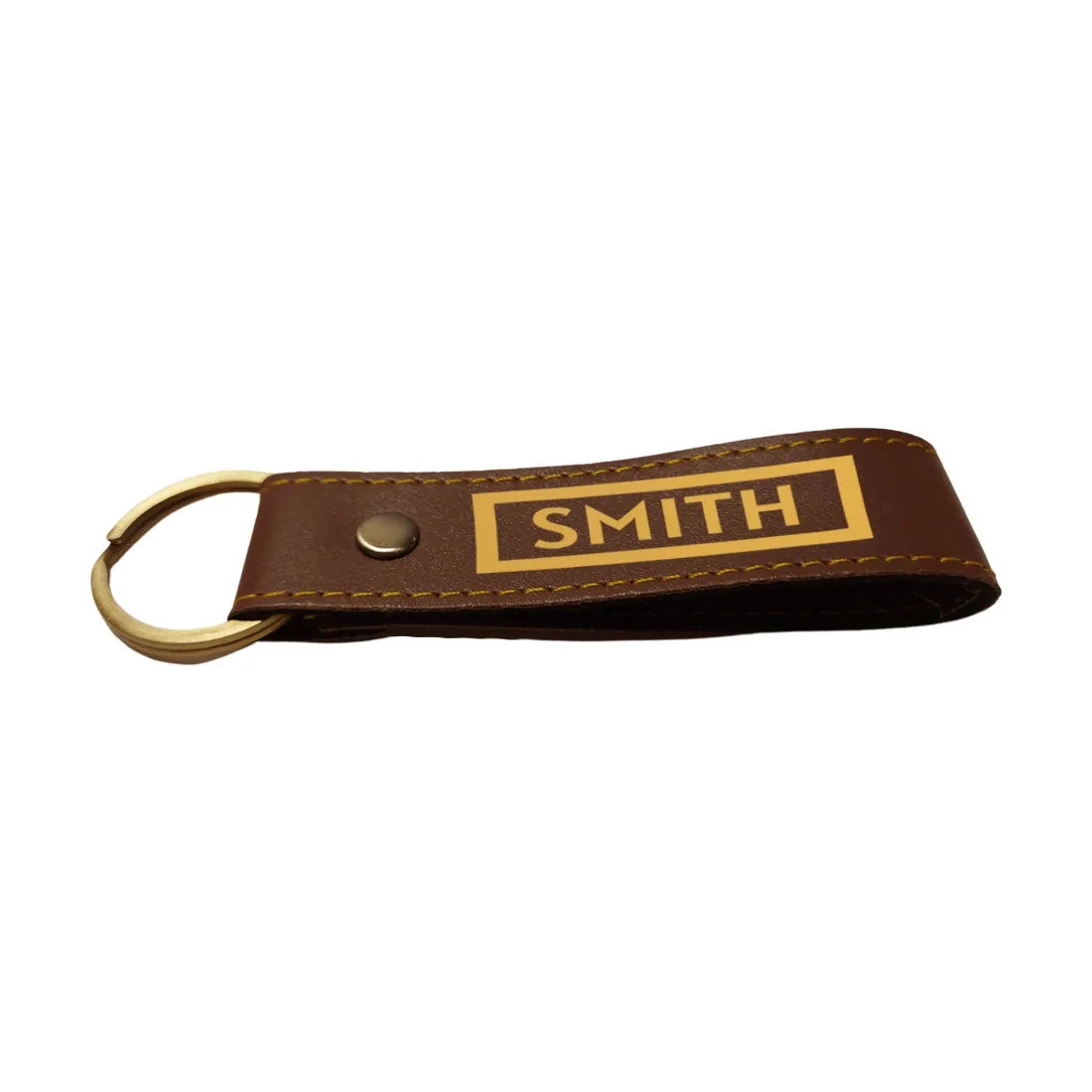 Personalised Vegan Leather Key Chain with Name Gifts for Men - Box Name