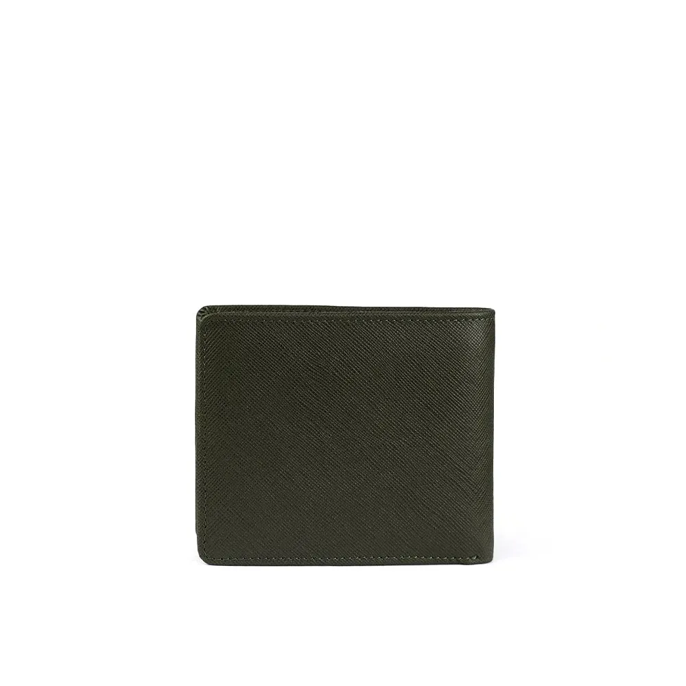 Picard Saffiano Men's Leather Bifold Wallet with Centre Flap (Military Green)