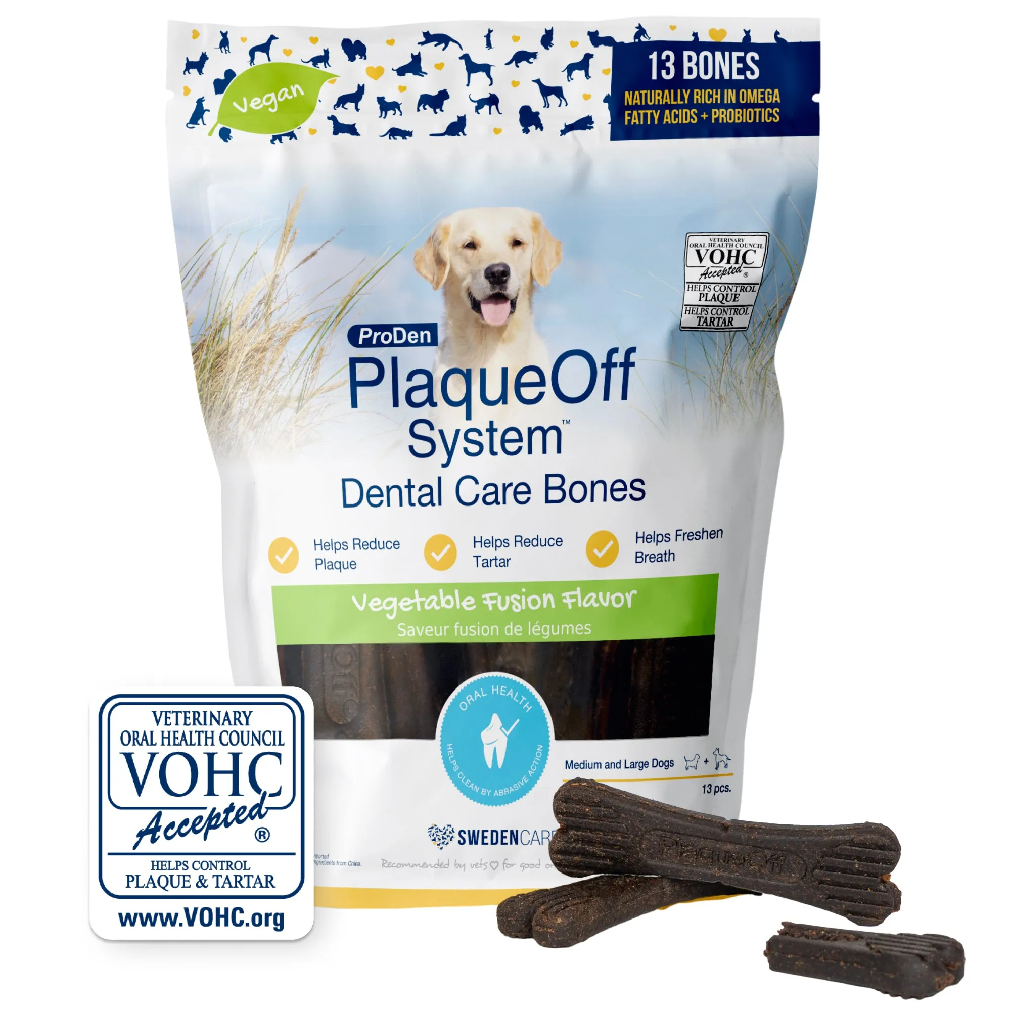 ProDen PlaqueOff® System Dental Care Bones - Vegetable Fusion Flavor (Bag)